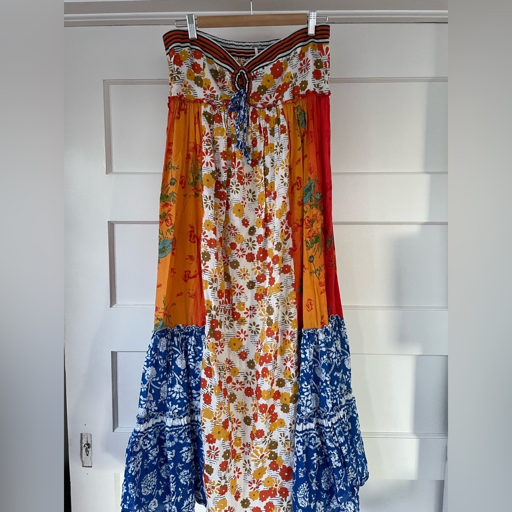 Free People Colorful Floral Patchwork  Maxi Dress